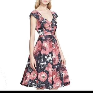 Tracy Reese Criss Cross dress black pink floral